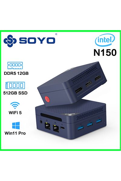 Choice 12GB RAM 512GB ROM SOYO M4 Mini Mini PC Intel Twin Lake N150 Processor LPDDR5 12GB RAM 512GB ROM Win