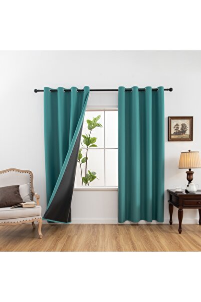 Choice ستائر تعتيم 100%، خضراء، مكونة من لوحة واحدة، بحلقات معدنية علوية، مقا...