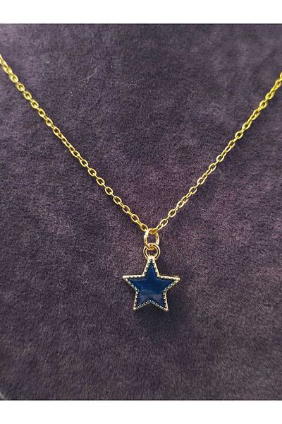 sarıyer silver Star Model Enamel Processing Gold Yellow Color Plated Minimal Style Steel Necklace
