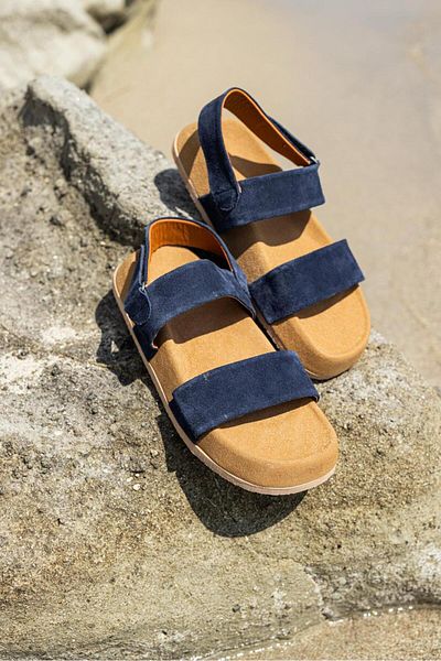 Lovittoman Genuine Leather Light Sole Navy Blue Men's Sandals
