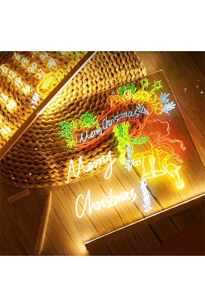 Choice 30CMX20CM LED Note Board With Night Light Colorful 7 Pens DIY Acrylic Message Board Children‘s Drawi
