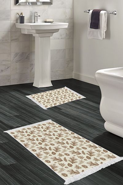 Alanur Home Αντιολισθητική βάση Djt Σετ τουαλέτας Star Cotton Fringe Vintage AL5007 Μπεζ