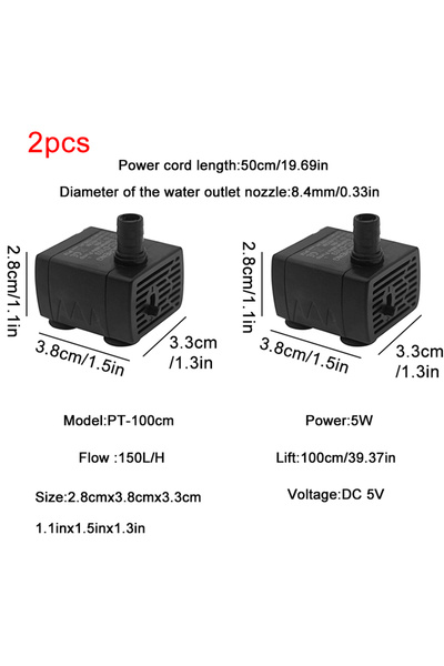 choice2 5 W 2x PT-100cm Ultra Quiet USB Aquarium Fish Tank Filtration Pump Mi...
