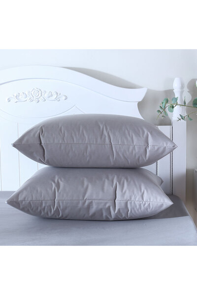 Choice 50*70 سم رمادي فاتح قطعتين واقي وسادة صلب مقاوم للماء مع سحاب مقاوم لل...