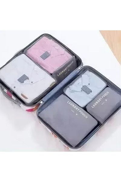Choice 6pcs grey 6 Pcs/Set Pink/Blue/Grey Travel Storage Bag Large Capacity Waterproof Luggage Clothing Und
