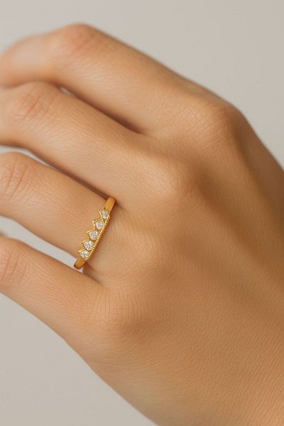 BY YASİN TOPÇU Crown Pearl Adjustable Steel Ring