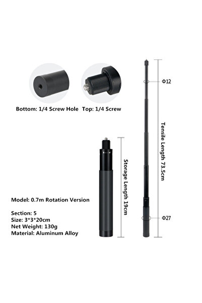 Choice1 عصا سيلفي غير مرئية بطول 73 سم لكاميرات GoPro مقاس 13 12 11 10 9 8 In...