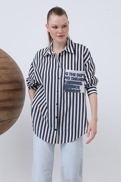 Soul Striped Pocket Printed Detail Shirt 32200