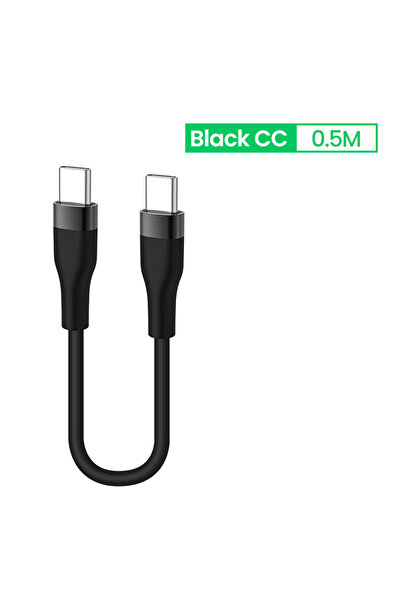 Choice كابل شحن سريع PD 100 وات أسود من السيليكون من النوع C إلى النوع C بطول...