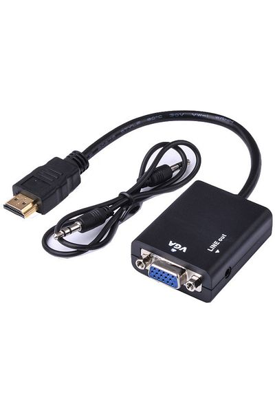 Choice Black Adapter HDMI-Compatible 1.4 TO VGA With 3.5mm Audio HDTV Male To VGA Female Converter Port HDT