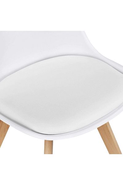 AWF AL WADI FURNITURE Eamy Single White Tulip Design Mid Century Modern Upholstered Dining Chair White & Beech