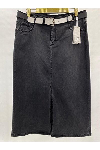 LADYDUİN Ön Yırtmaçlı Süper Likralı Kot Etek