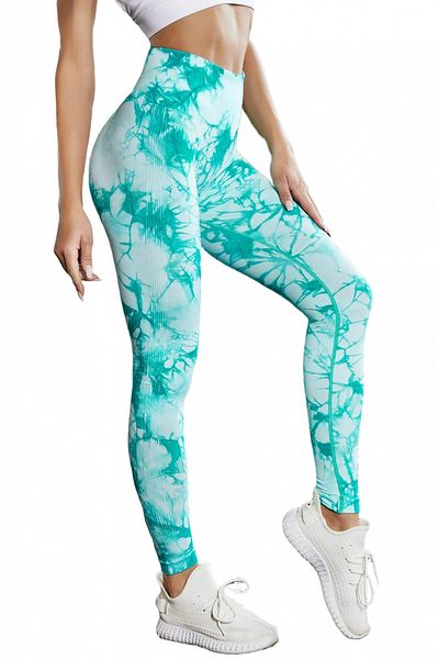 Fizion Marble graphic fitness shapewear pants, Turquoise