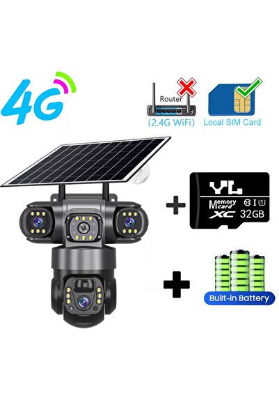 Choice كاميرا 4G بطاقة 32G V380 Pro 3 عدسة IP كاميرا تعمل بالطاقة الشمسية عالية الدقة 15 ميجابكسل خارجية مقاومة للماء CCTV رؤية ليلية Tw