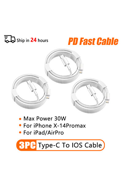 Choice كابل PD30W بطول 1 متر - 3 قطع - كابل USB من النوع C PD 30W بقدرة 66 وا...