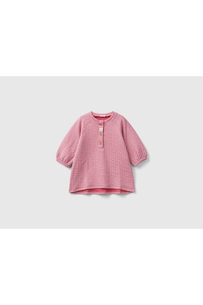 United Colors of Benetton Girls' Pure Cotton Striped Dress for Infants