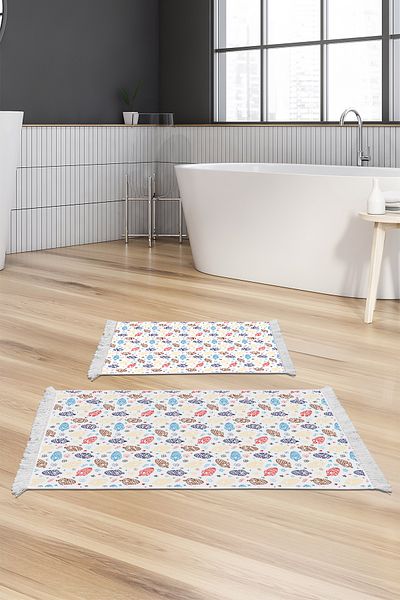 Alanur Home Αντιολισθητική βάση Djt Σετ τουαλέτας Star Cotton Fringe Παιδικό AL5006 Λευκό