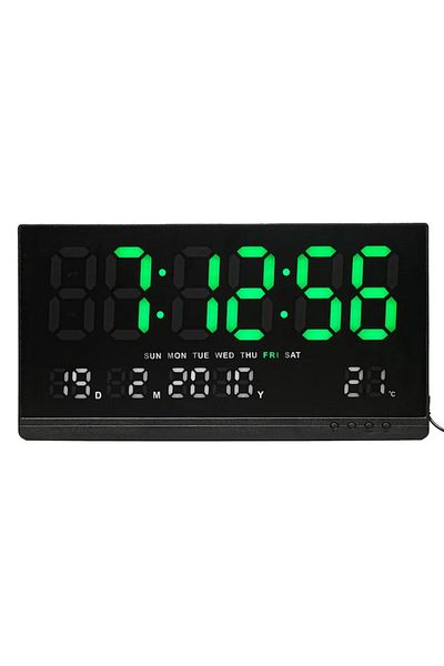 BLA BLA FOAM Digital Wall Clock, Bla Bla Foam, Thermometer, Calendar, Black, 48x25.5 cm