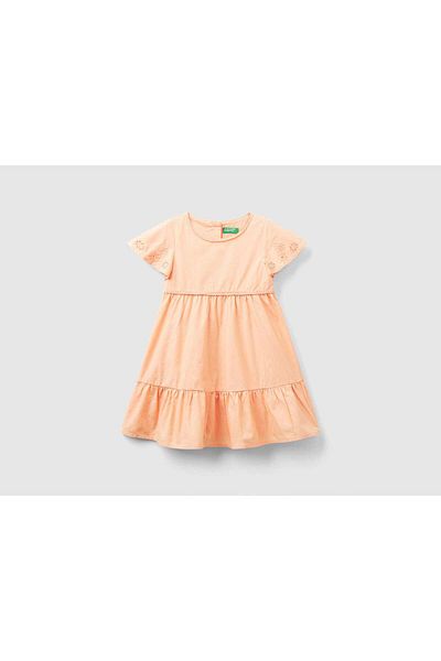 United Colors of Benetton Girls' Floral Sleeve Round Neck Dress