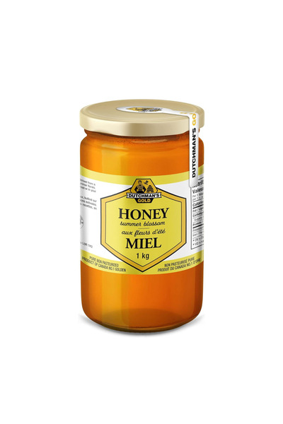 Dutchman's Gold عسل أزهار الصيف 1 كجم - 100% كندي، مزيج زهور، مُحلي طبيعي نقي للشاي والخبز