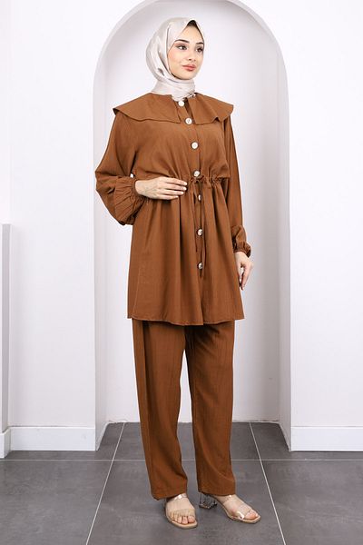 İmajButik Tile Waist Tie Tunic Trouser Suit