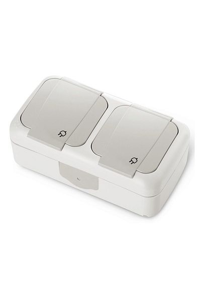 Viko by Panasonic Schuko Socket + Schuko IP54 Grey Palmiye Viko