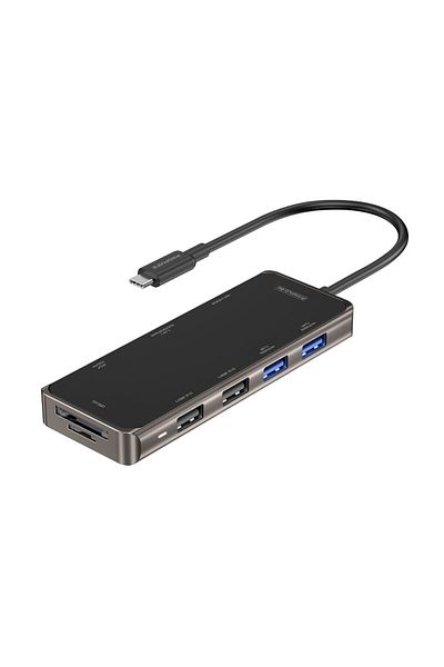 Promate موزع USB من النوع C، USB، HDMI، Ethernet وقارئ بطاقات MD&SD - Primehub-go