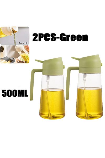Choice 2pcs-green 500ml 2in1 500ml Plastic Spray Oil Sprayer Bottle Spray Oil Dispenser Oil Jar Cruet BBQ K