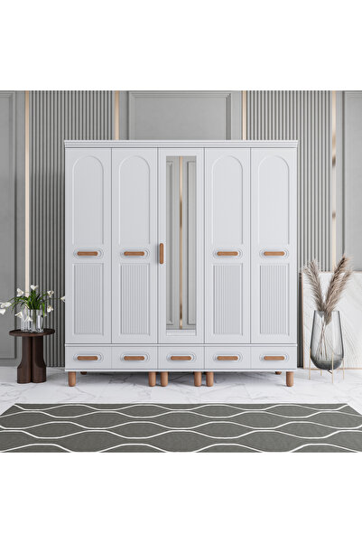 MONZIO Otto 5 Kapaklı Çekmeceli Gardırop %100 MDF