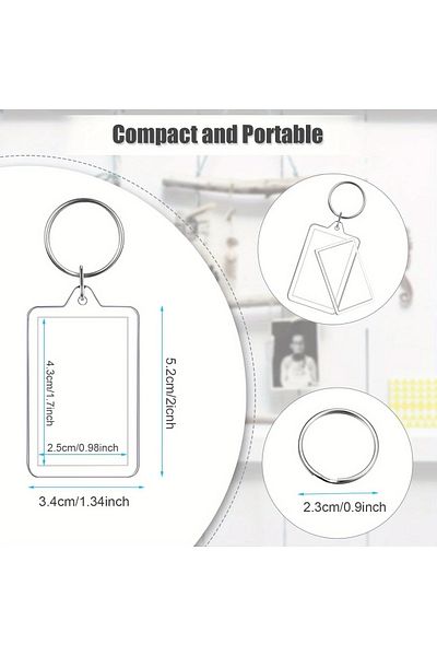 saratremo Transparent rectangular keychain with metal ring – customizable with photo or pressed flowers
