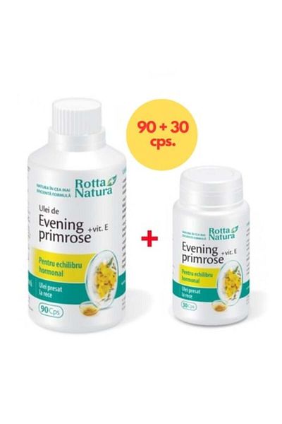 Rotta Natura Evening Primrose si Vitamina E Pachet 90 + 30 capsule, Rotta Natura