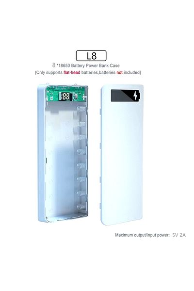 Choice 8 Slot White 10/8*18650 Power Bank Battery Box Holder Portable Dual USB Type C Charge Shell for iPho