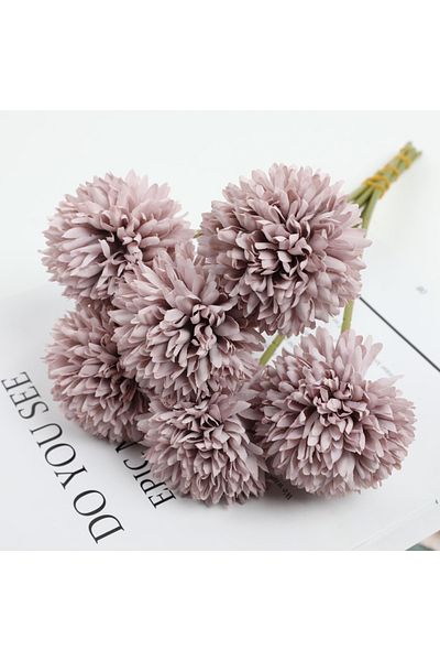 Choice Purple 6pcs 6 artificial dandelion and chrysanthemum ball bouquets - perfect for home, office, coffe