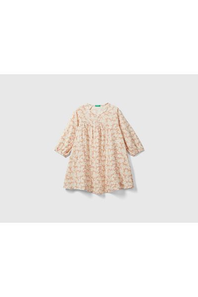 United Colors of Benetton Girls' Half-Sleeve Dress with Horse Print