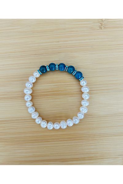 MK tasarım Real Pearl- Apatite Stone Bracelet Mkt057 (A++ Quality, Our Brand Is a Discount)
