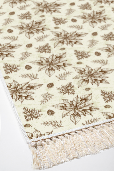 Alanur Home Non-Slip Base Djt Toilet Set Trend Fringed Vintage Al5008 Beige