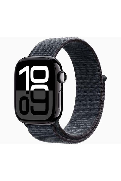 Apple Watch Series 10 GPS + Cellular 46mm Jet Black Aluminium Case With Ink Sport Loop