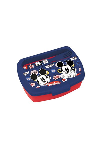 Mickey Mouse Sandwich box with cutlery, BPA-free, multicolor, 17x14x6 cm, Mickey Mouse