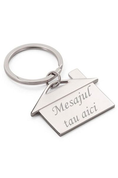 Graveaza iubirea Personalized Keychain House Shape Engraved with Your Message