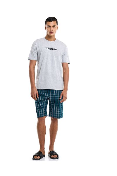 R&B Anthra Melange MNW- KNITTED TEE WOVEN SHORTS-S-XXL