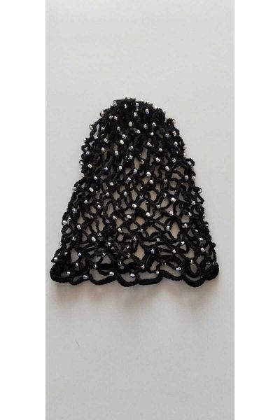 Mrey Handmade Mesh Beaded Summer Hat – Crochet, Black, Women