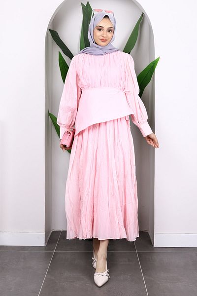 İmajButik Φόρεμα Dusty Pink Sash με λεπτομέρεια