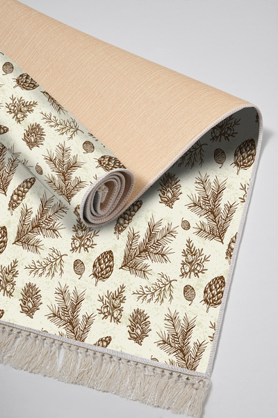 Alanur Home Non-Slip Base Djt Toilet Set Star Leather Fringed Vintage Al5007 Beige