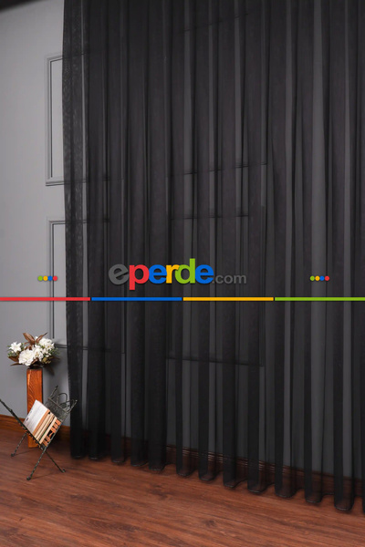 eperde Siyah Grek Tül Perde Petek Zemin - Normal Pile 150x280