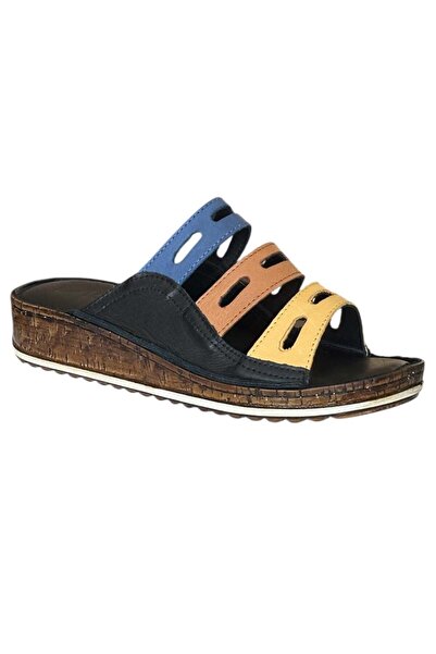 CEX 25Y NBL05 Чорні жіночі тапочки з натуральної шкіри для щоденного носіння