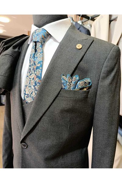 Ted Davıd Smoked Striped Vest Suit