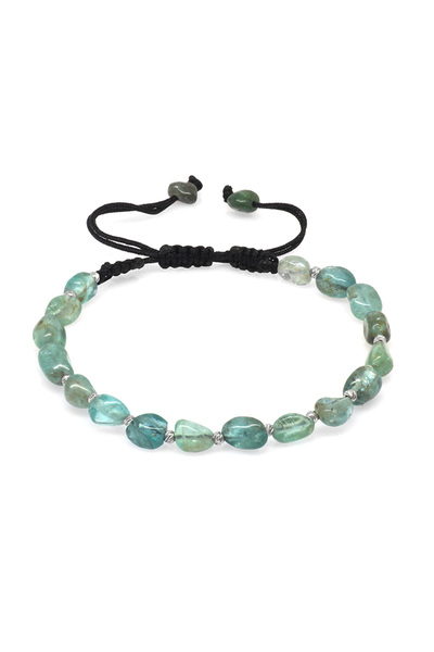 Tesbihane Macrame Braided Natural Cut Larimar Natural Stone Men's Bracelet