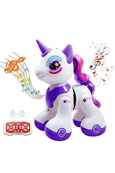 Gepettoys Oyuncak Sevimli Unicorn At Uzaktan Kumandalı Sesli Işıklı Müzikli Pilli Dokunma Sensörlü Robot