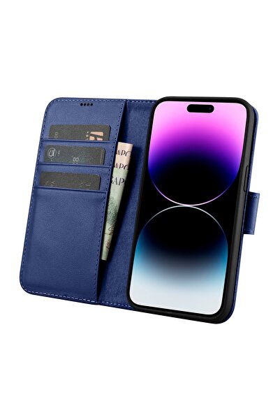 ICARER Husă din piele 2 în 1 cu clapă pentru iPhone 14 Pro Max, anti-RFID, po...