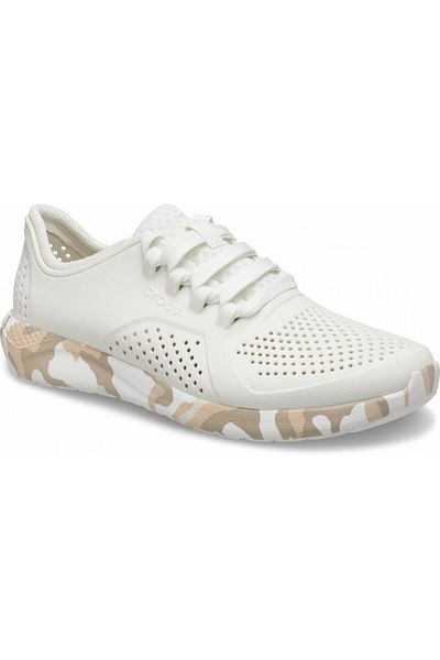 Crocs Women's Literide Printed Camo Pacer Shoes 34-35 Eu - W5 Us White - Almost White